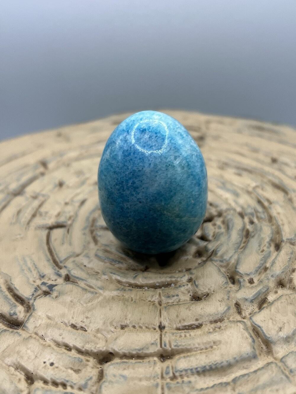 Small Blue Apatite Polished Egg Palm Stone Crystal Healing Witch Altar Decor